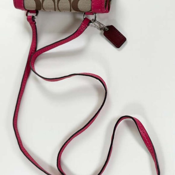 Coach Crossbody Hot Pink Tan Wallet 6x4.5 - Picture 6 of 7